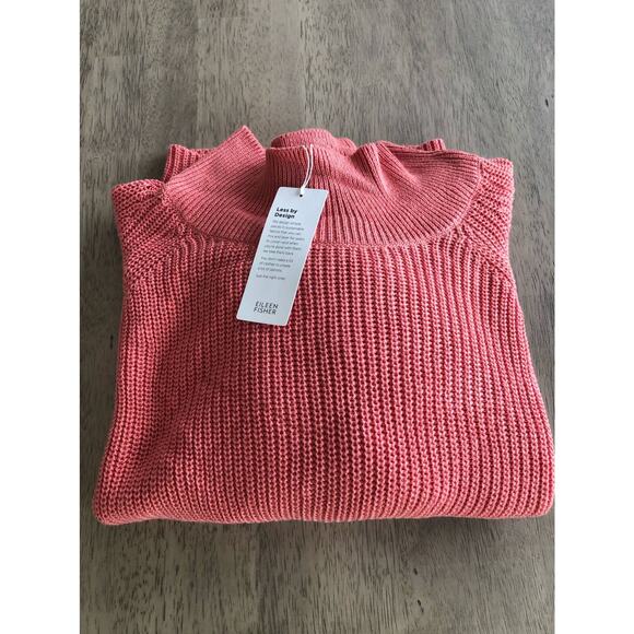 Eileen Fisher Raglan Sleeve Mock Neck Sweater in Pink - XL - Picture 4 of 5